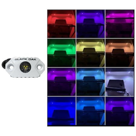 Black Oak Led Black Oak Rock Accent Light - RGB - White Housing MAL-RGB